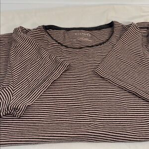 Talbots Large Pink And Grey Striped Tee